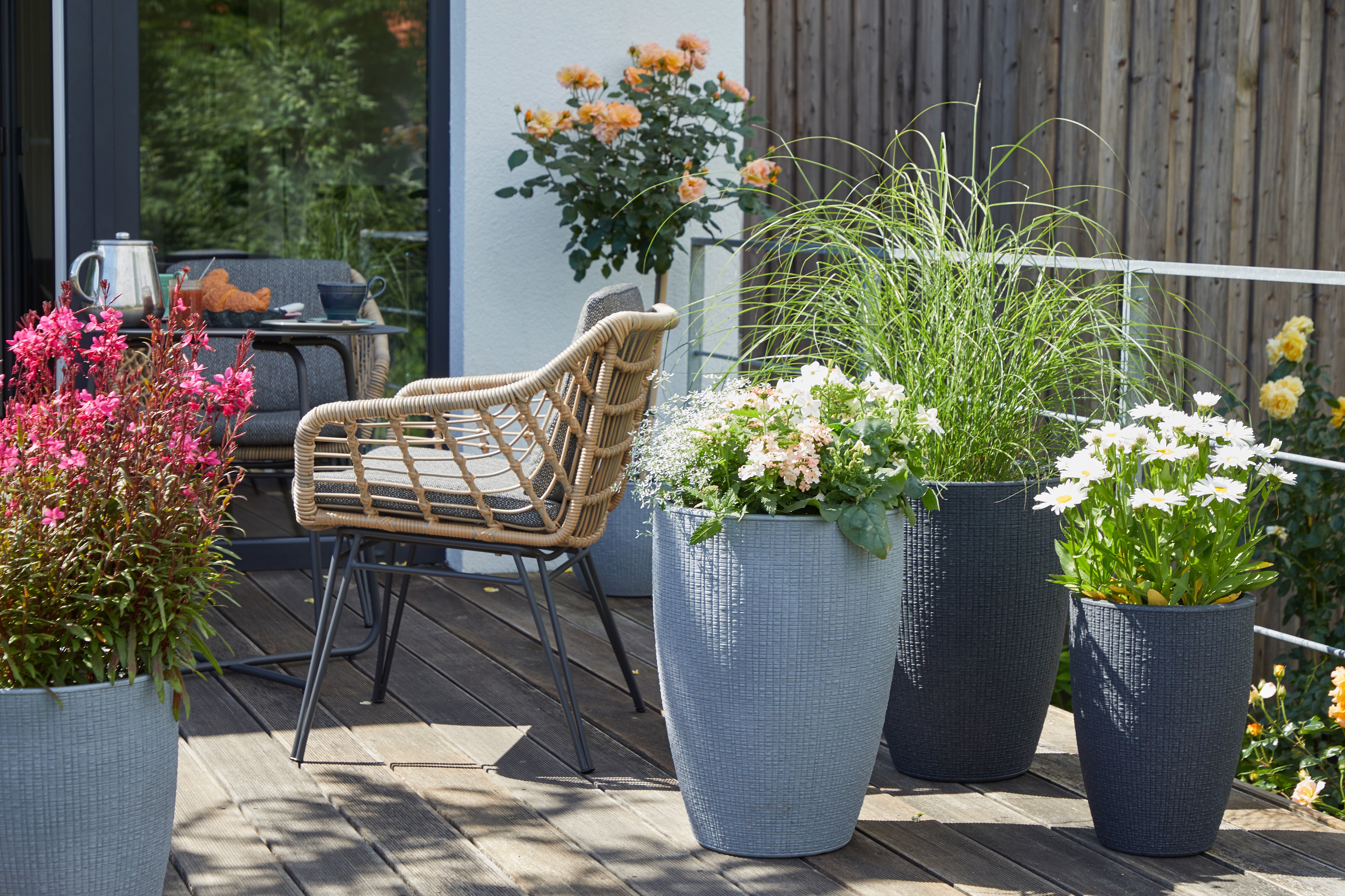 Scheurich Barceo High 54, vase/pot à fleurs/jardinière, cylindrique, coloris: Stony Grey, fabriqué avec du plastique recyclé, pour l’extérieur - 5