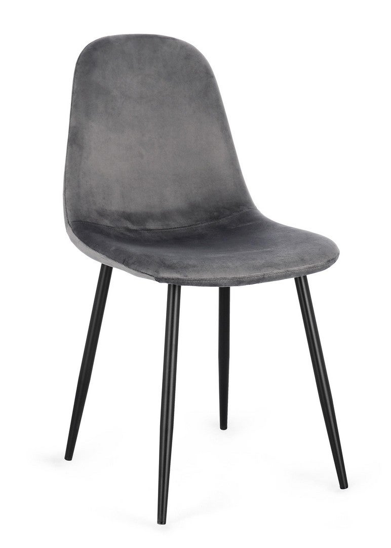 Zestaw 2 krzeseł do jadalni z włókna syntetycznego, kolor czarny/ciemnoszary