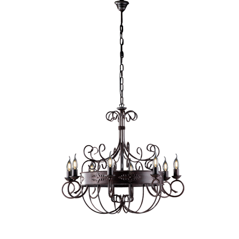 Bonetti Illumina - Baltimore - Candelabru din fier vopsit negru și rugină, 8 lumini 126 - Ø76 - BL183-8-RG