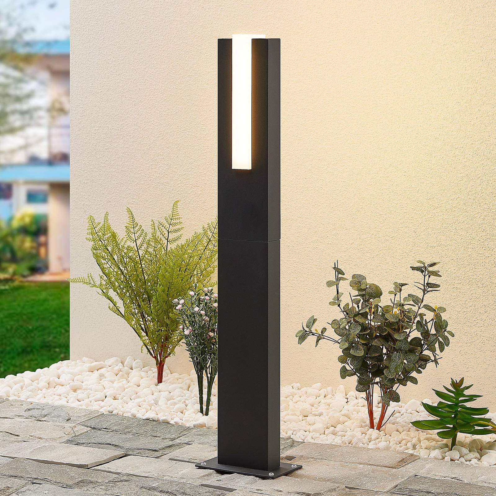 Lucande lampada da esterni con sensore di movimento (Moderno) colore Nero, in Alluminio lampadina inclusa Lampioncino paletto luminoso viale lampioncino