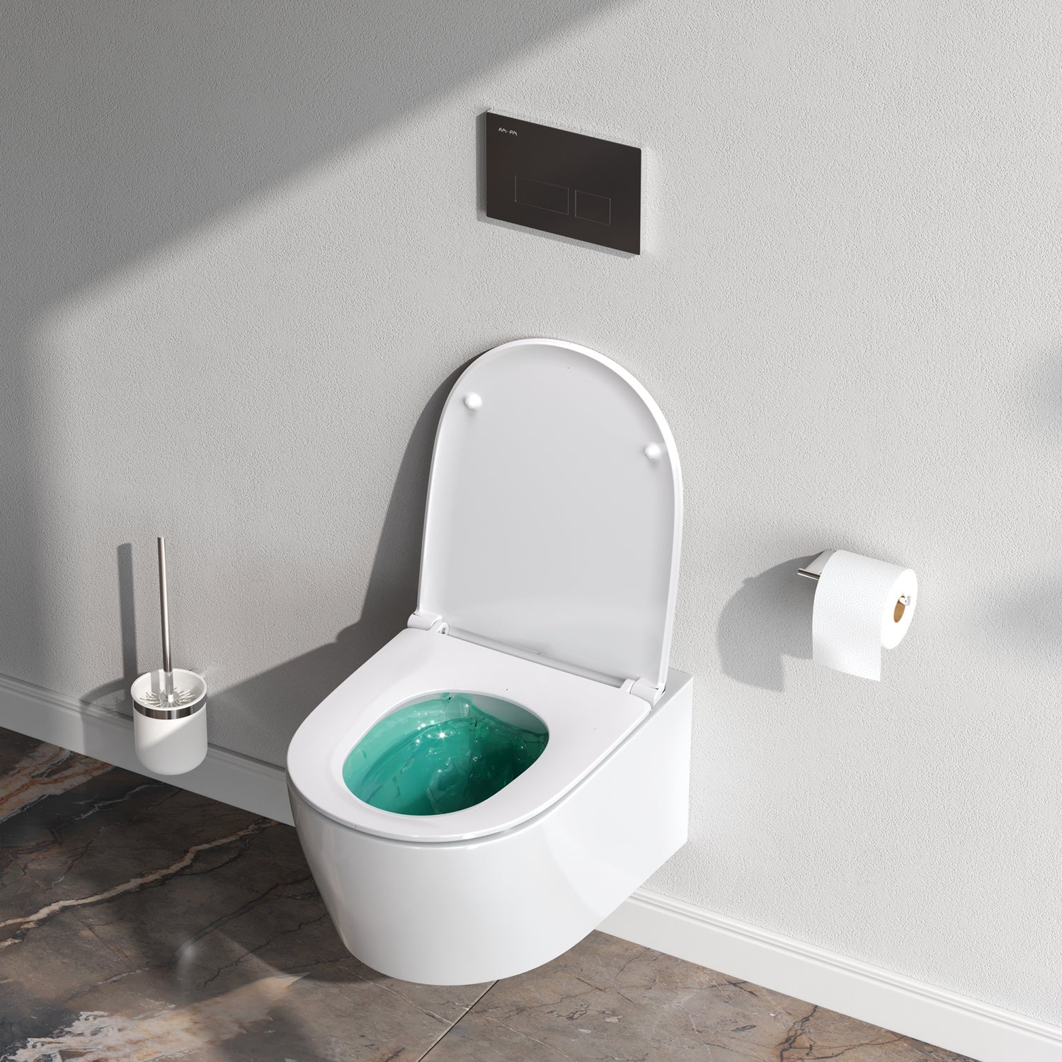 Pack WC suspendu bâti mural et cuvette Plaque Carrée Blanche, Pack WC Bati-support AM.PM X-Joy S - 4