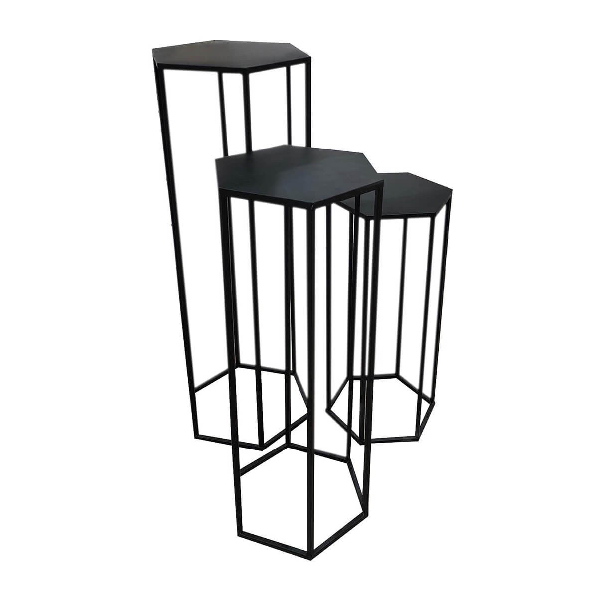 RAZZA - Lot de 3 Sellettes Gigognes Métal Noir - 4