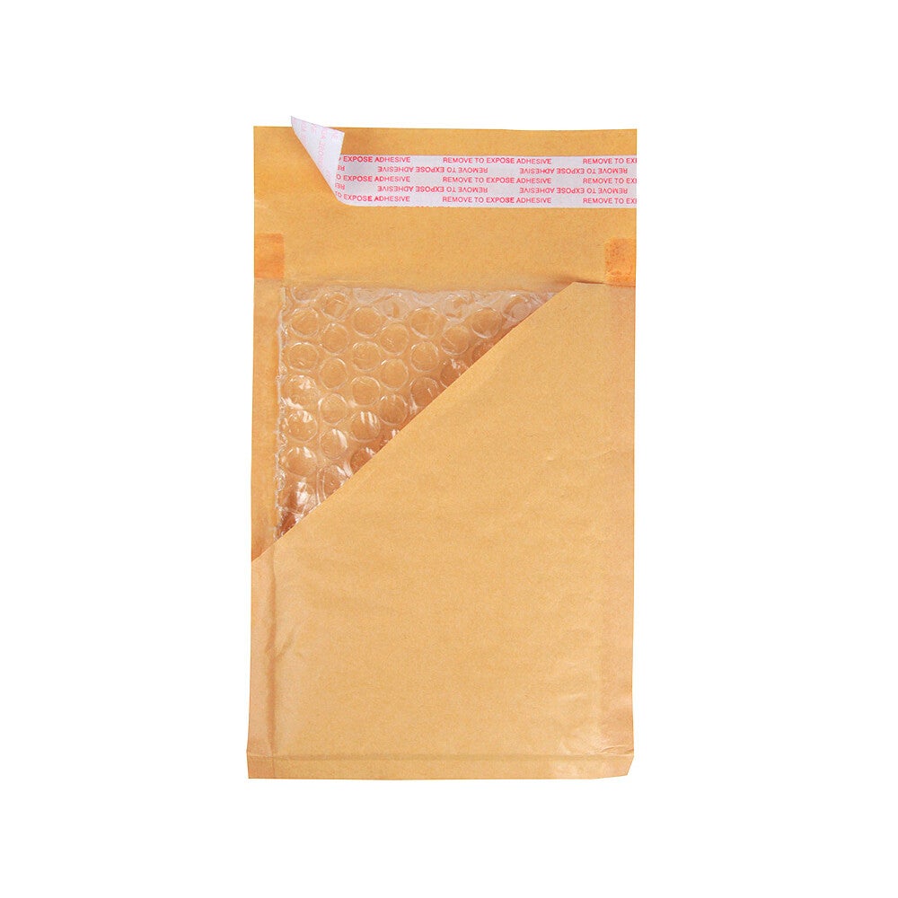 Pochette q-connect bulles air 350x470mm 82g kraft matelassé rabat droit auto-adhésive sans fenêtre boîte 50 unités - 2