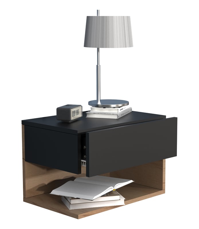 stolik nocny Usal Czarny / Dąb miodowy W. 30 x S. 45 x G. 32 cm