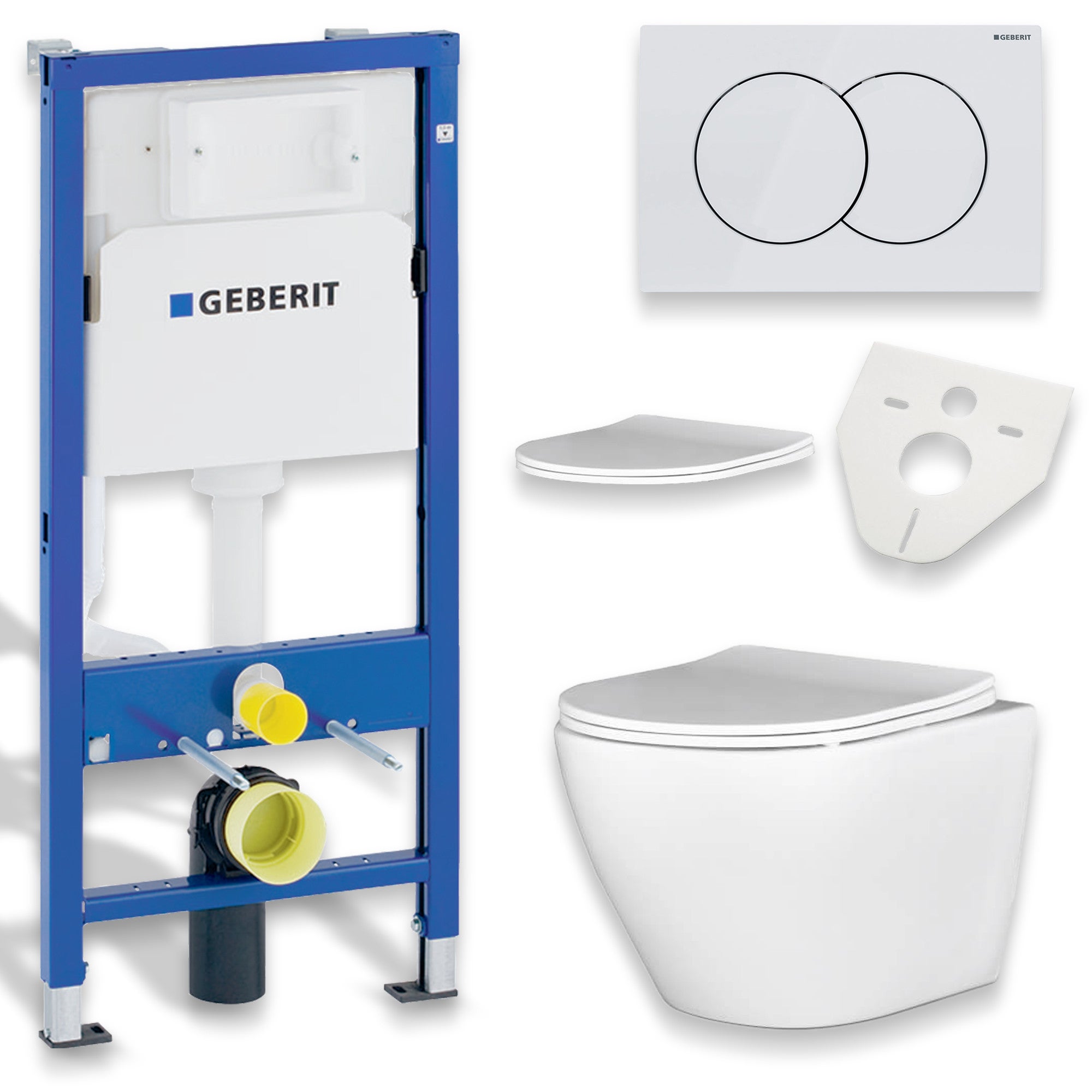 Pack WC GEBERIT bâti-support Duofix + WC Slim Soft-Close ROLO blanc ...