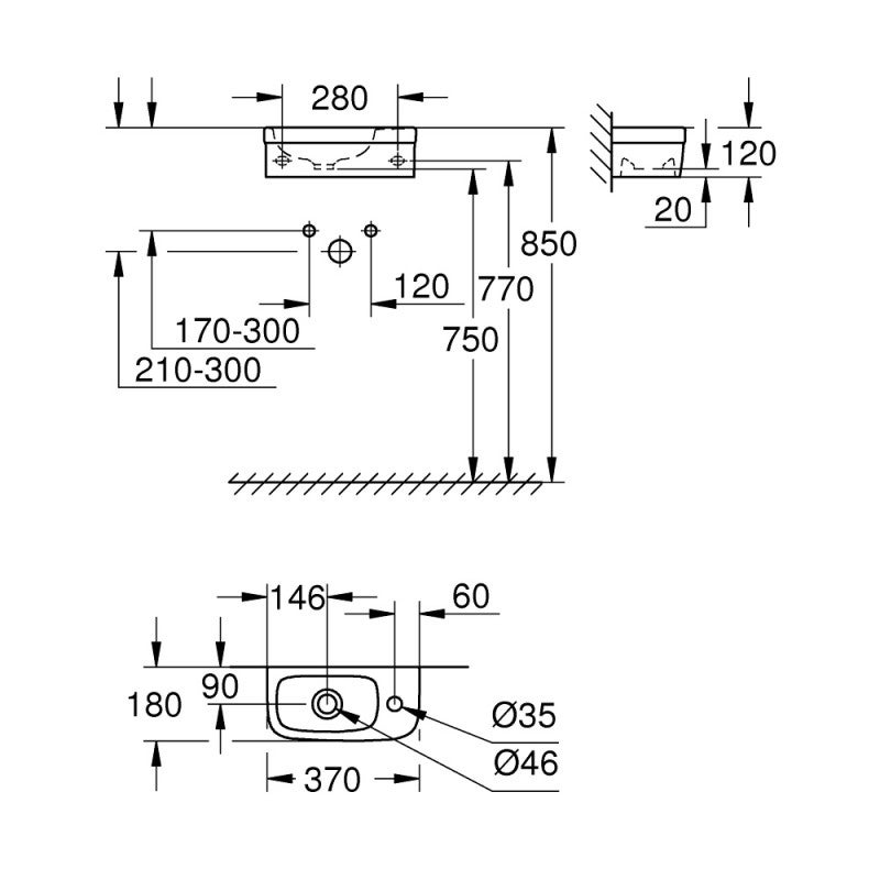GROHE - Lave mains Euro Ceramic 37x18 cm - 2