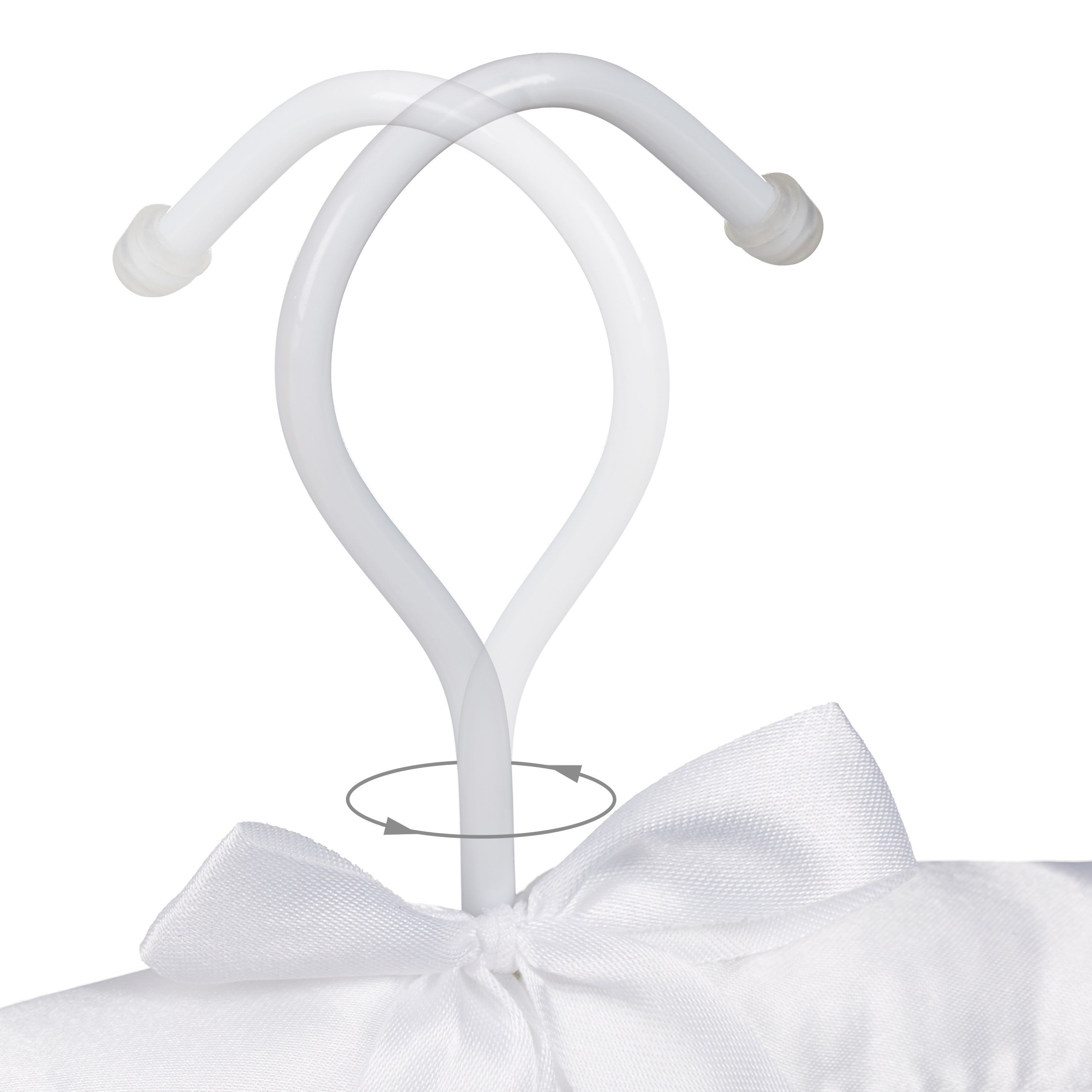 Cintre en satin, Set de 10, Cintre rembourré doux pour vestes, Crochet rotatif 360°, 38 cm, noeud, blanc, Relaxdays - 6