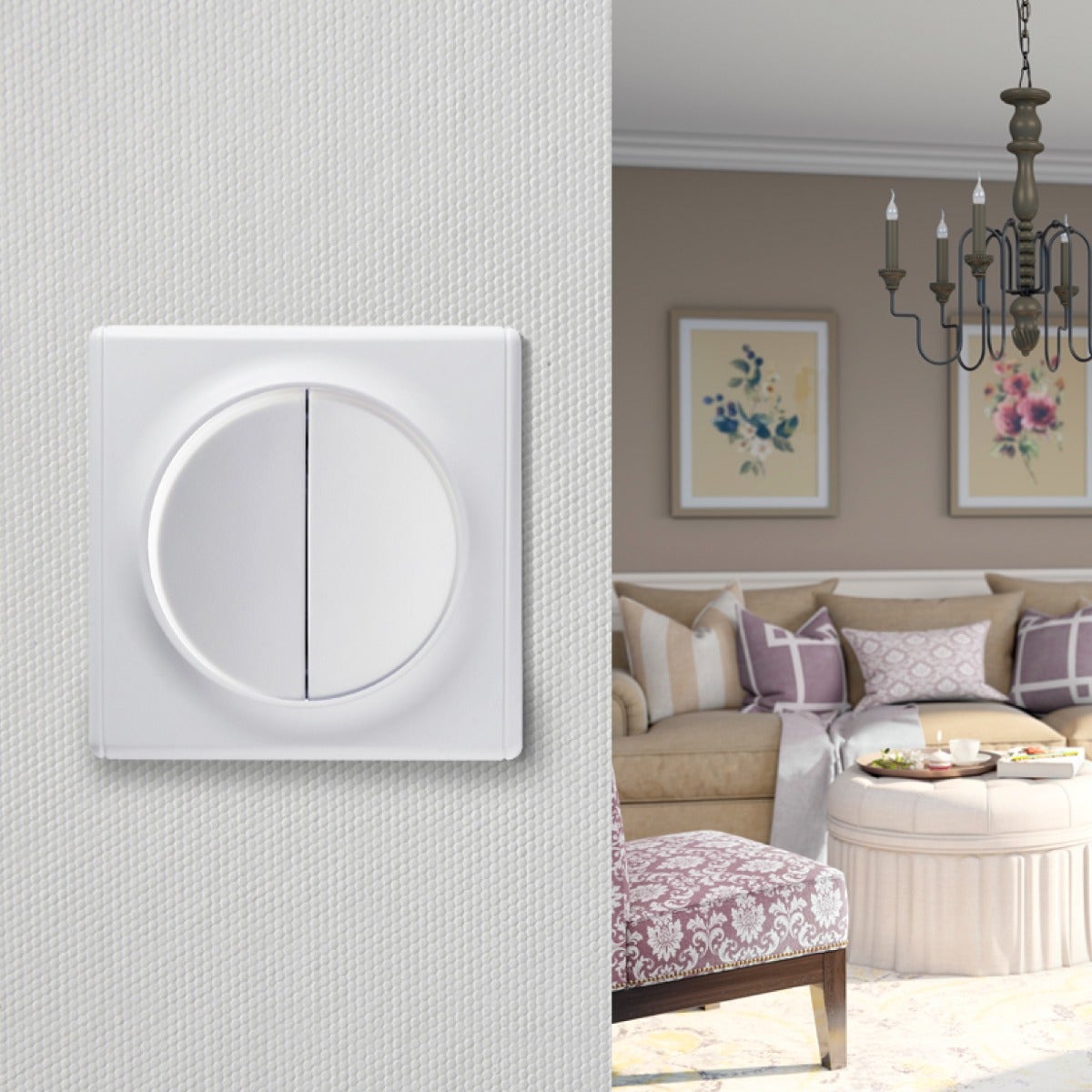 Plaque de finition Florence, en plastique, 1 poste (lot de 10) - blanc - 3