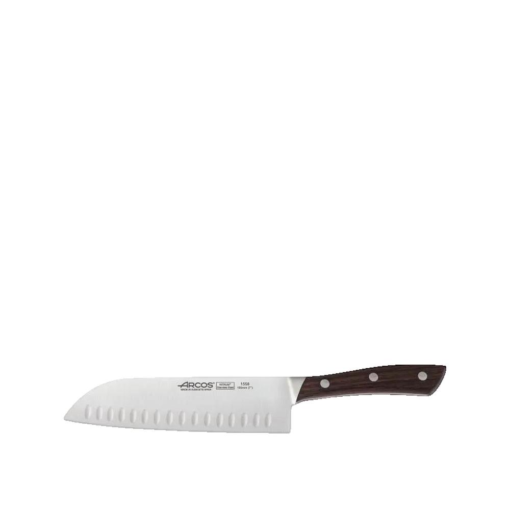Arcos Cuchillo Santoku Natura 155810 De Acero Nitrum, Mango De Madera De Palisandro Y 18 Cm De Hoja En Estuche - Imagen 3
