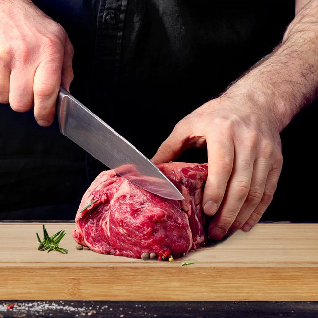Tagliere In Bambù Con Scanalatura 43x33 Cm - Bordo Anti-scivolo - Per Carne, Pane E Verdure