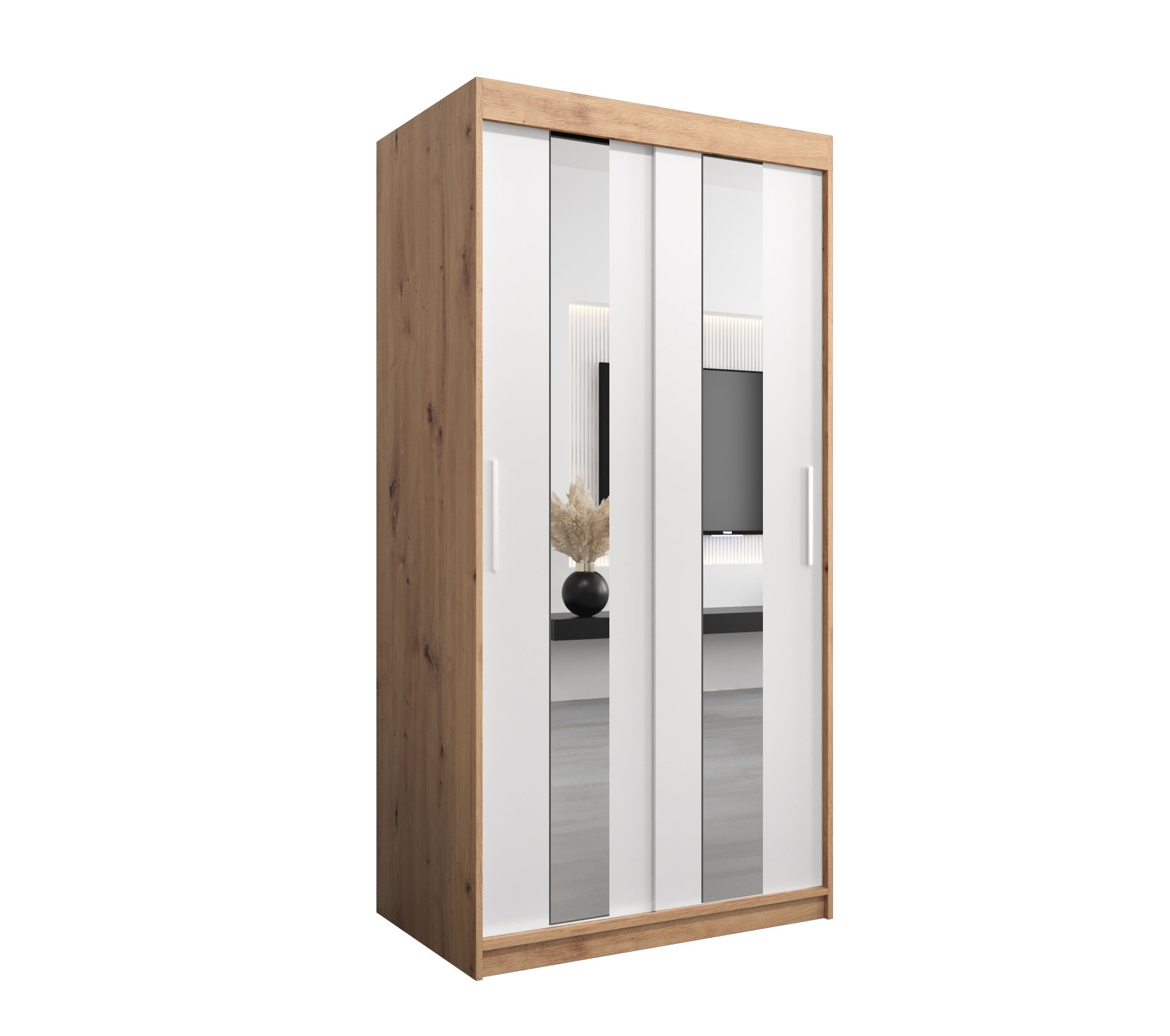 Szafa przesuwna garderoba POLE 100 x 62 x 200 cm Artisan + Biały - Abiks Meble