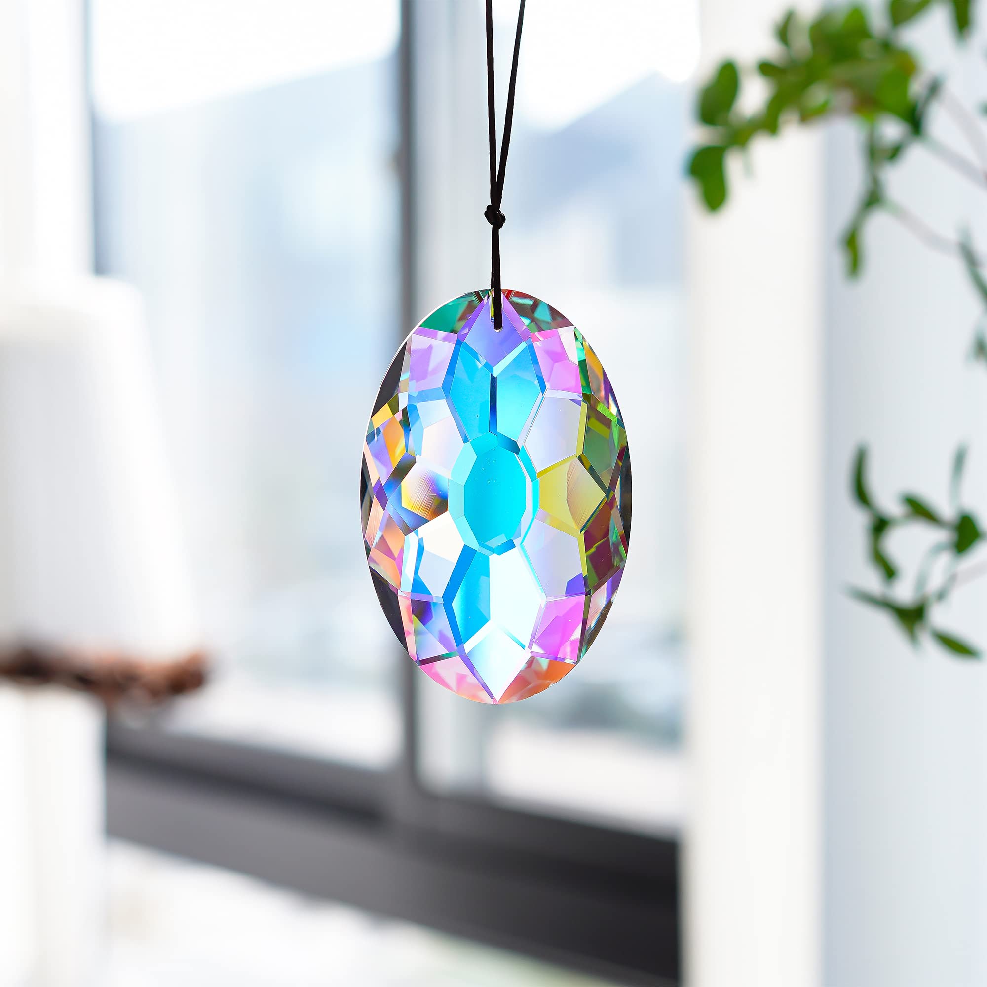 Attrape-soleil à prisme en cristal pour fenêtre suspendue, fabricant d'arc-en-ciel, ornements suspendus en verre pour décoration de jardin 89mm - 5