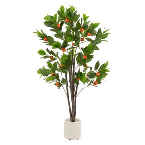 COSTWAY Citronnier Artificiel 80 Cm – Avec Pot Ciment – Feuilles & Citrons Réalistes – Décoration Maison