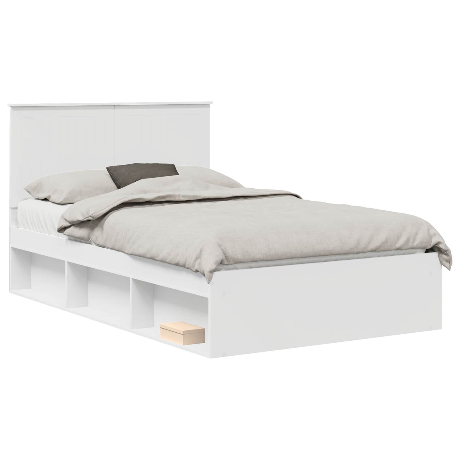 Cadre de lit blanc 120 x 200 cm en pin massif - 2