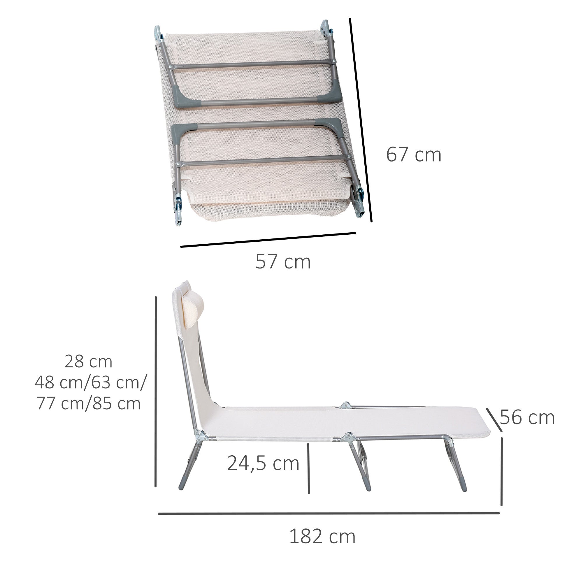 Bain de soleil transat pliable inclinable acier teslin - 3