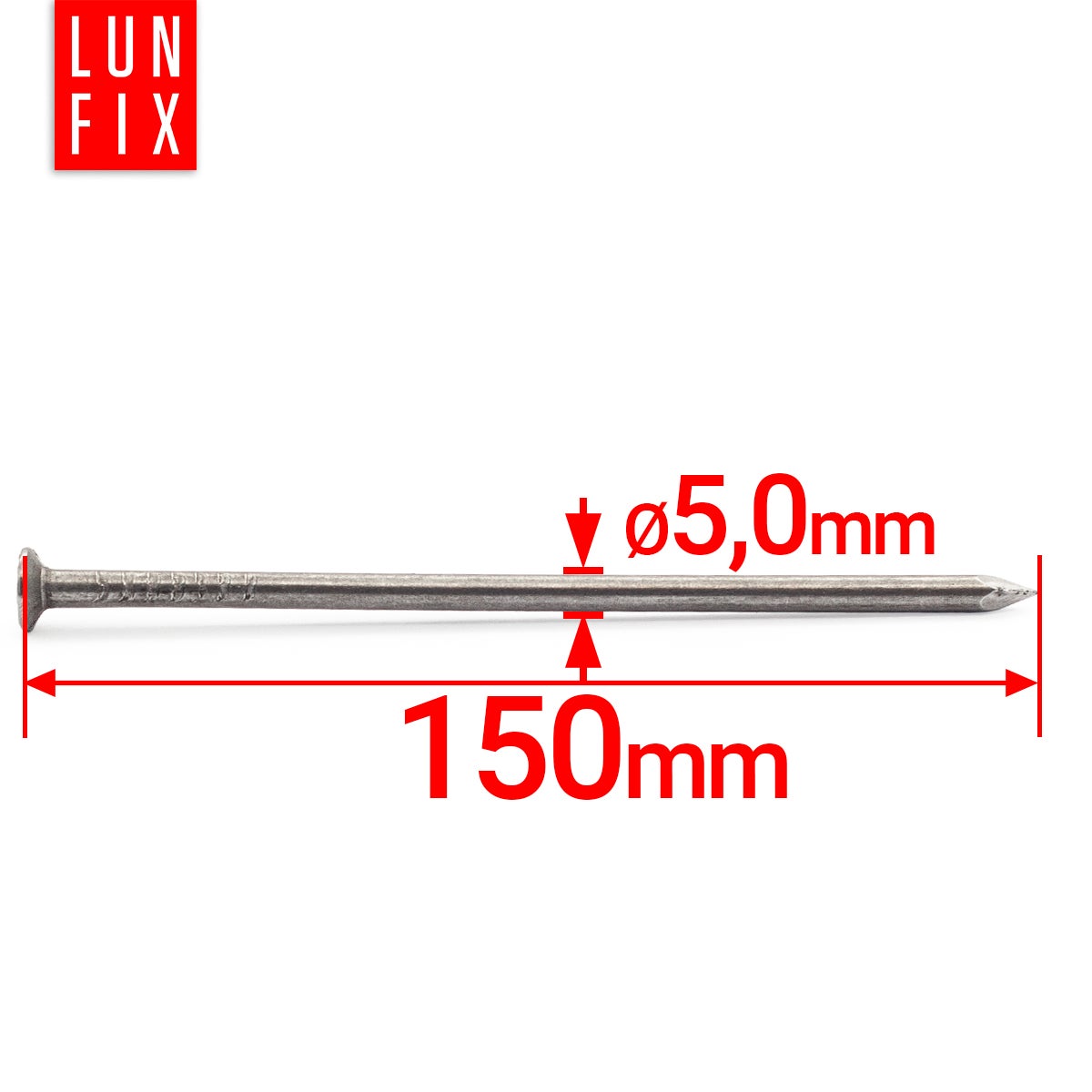 Gwoździe budowlane 5x150 mm gładkie 1kg ok. 32szt. - 2