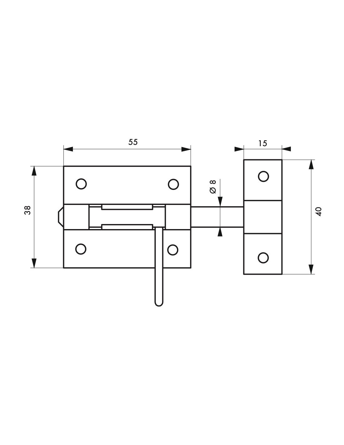 Thirard - Targette, Pêne Ø 10mm, Acier - 2