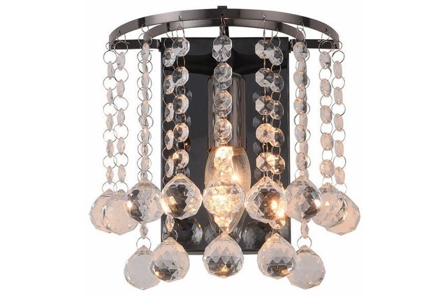 Kinkiet ścienny London Crystal czarny 1xE14x40W szkło kryształowe wym: 19 x 18 x 12 cm metal IP20 Reality