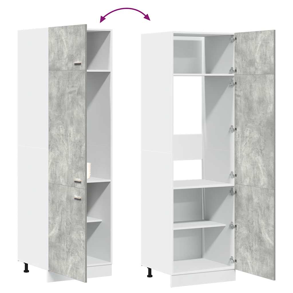 Armoire de réfrigérateur Lyon Gris béton 60x57x207 cm - 9