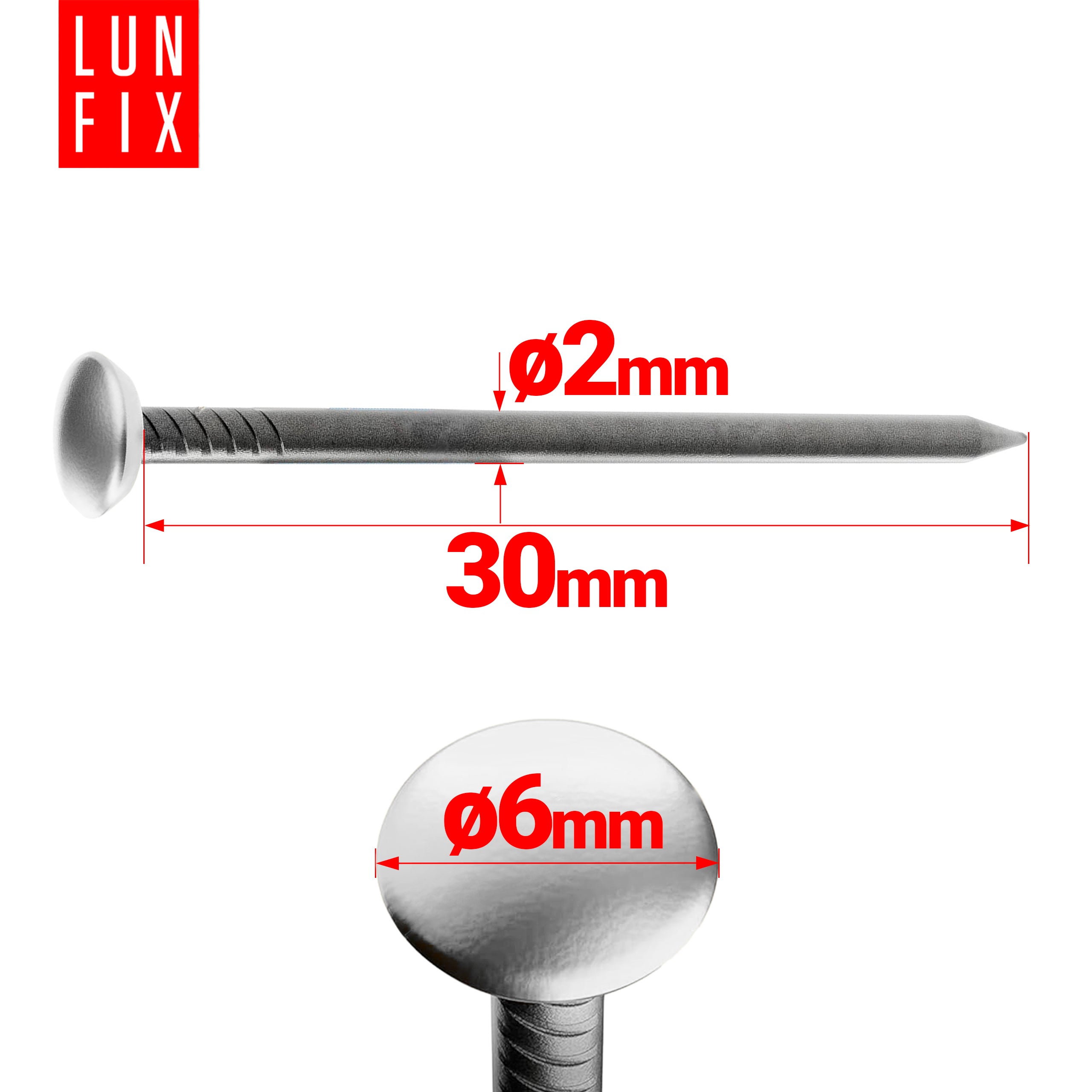 Gwoździe do obrazów srebrne 2x30 mm 30szt. - 2