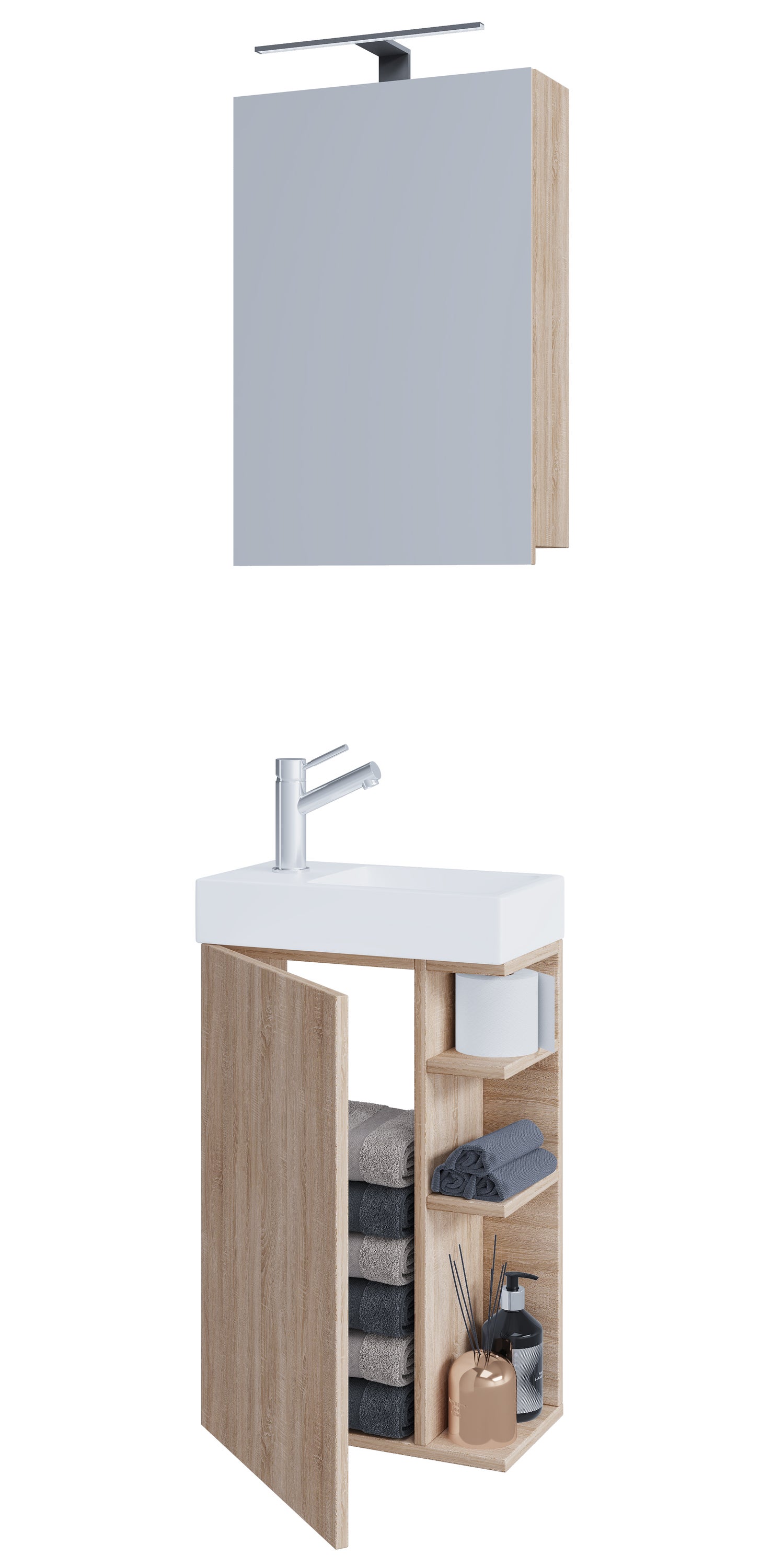 umywalka do mebli łazienkowych Lumia Sonoma Oak W. 129 x S. 40 x G. 22 cm