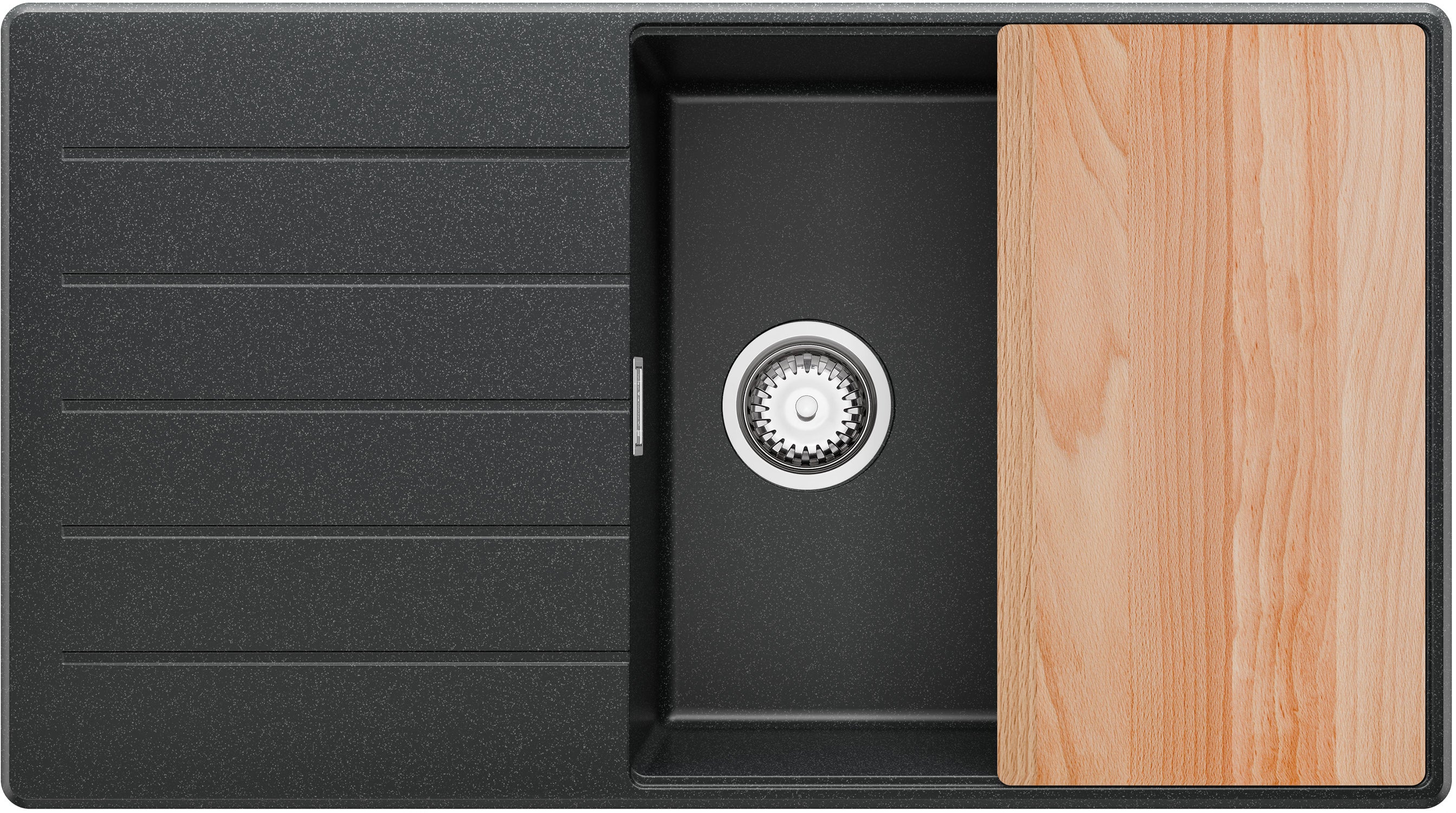 Fregadero De Cocina De Granito De Un Seno Ovalado Gris