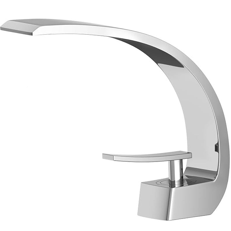 Nowoczesna zakrzywiona bateria kuchenna Moon z regulacją temperatury ciepłej i zimnej mosiężna bateria zlewozmywakowa z cm rurą wlotową Srebrny