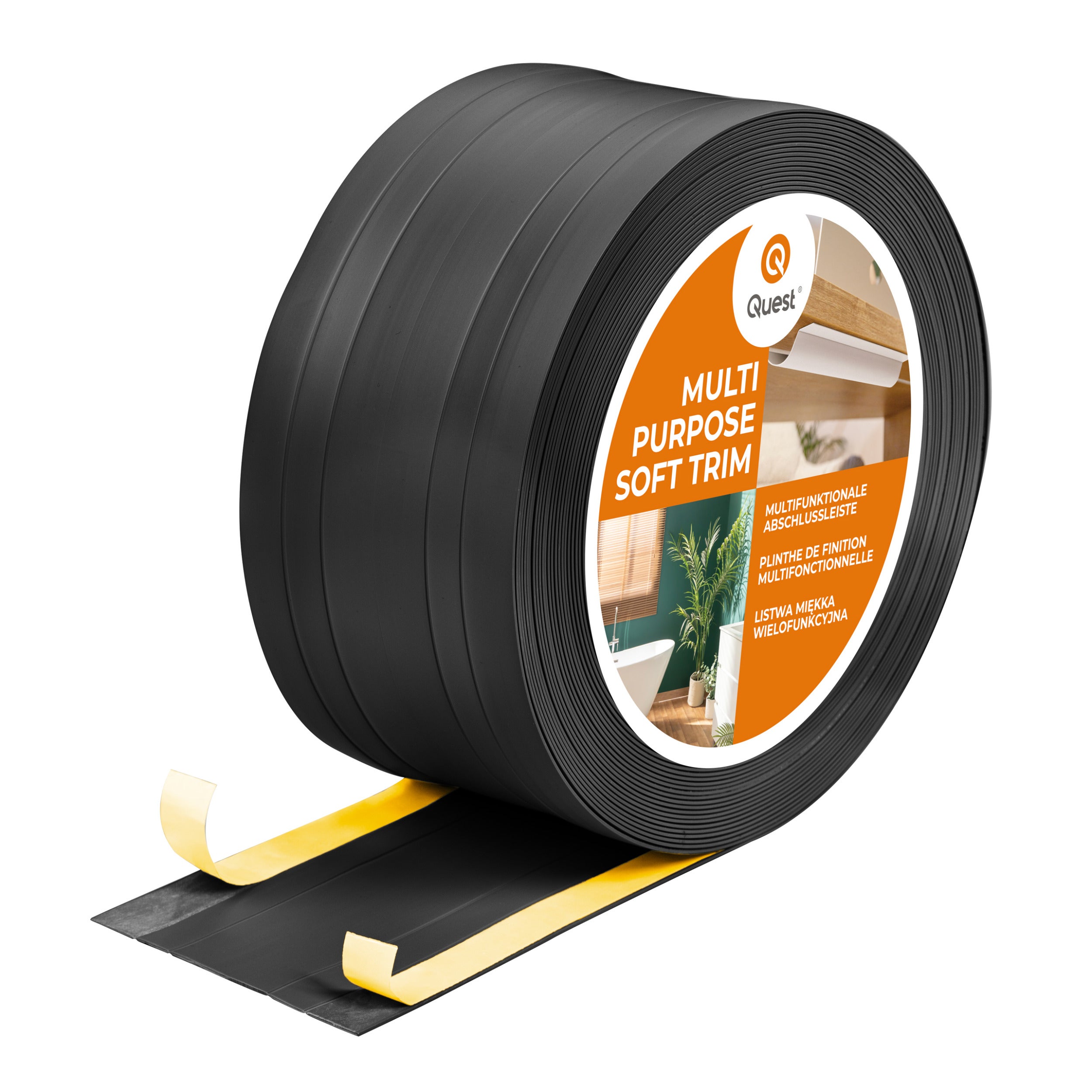 Listwa wykończeniowa PVC 4w1 samoprzylepna 110 mm - elastyczna, uniwersalna - 5 m, czarna