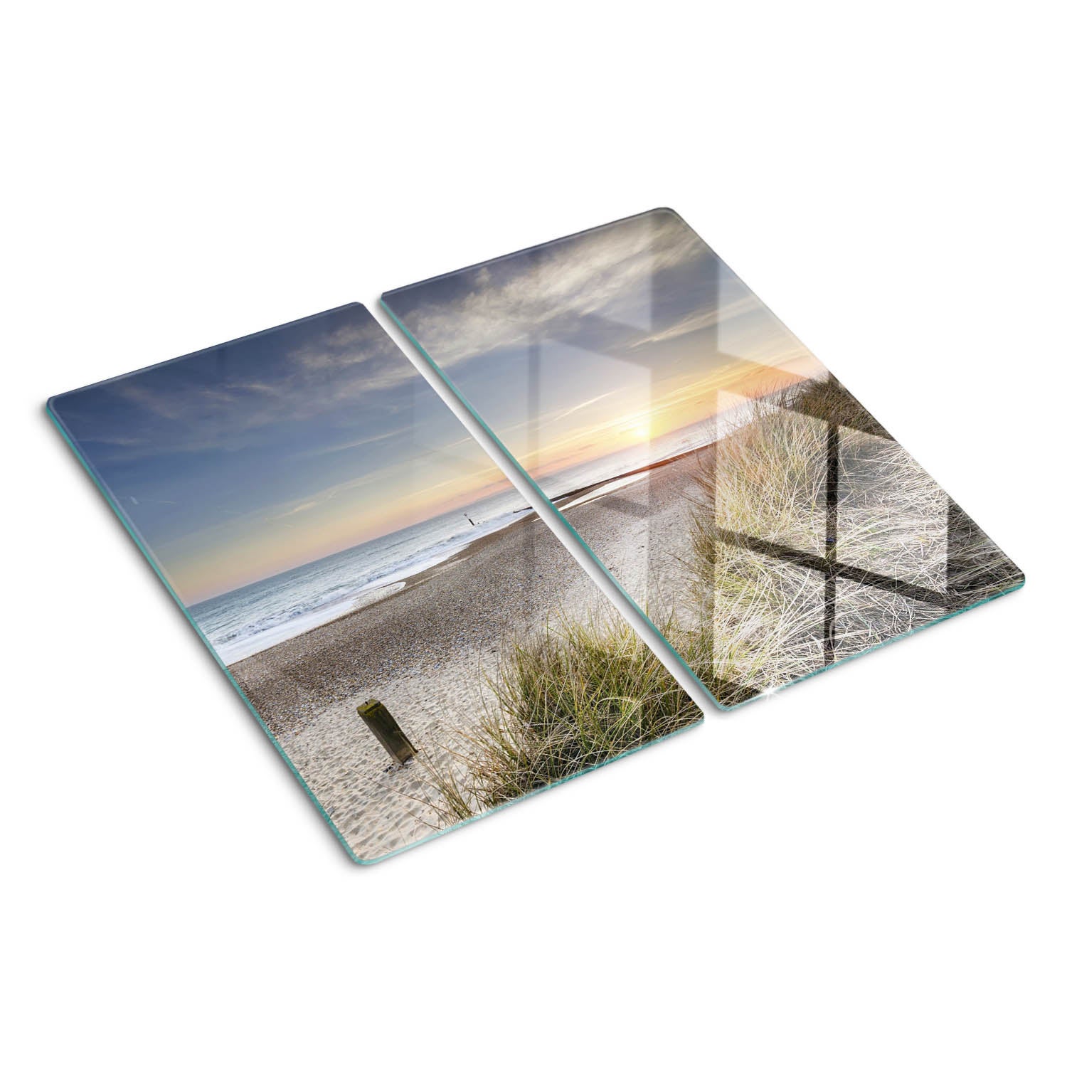 Szklana deska do krojenia Tulup Kształt prostokątny - 2x30x52 cm - Słońce i wydmy