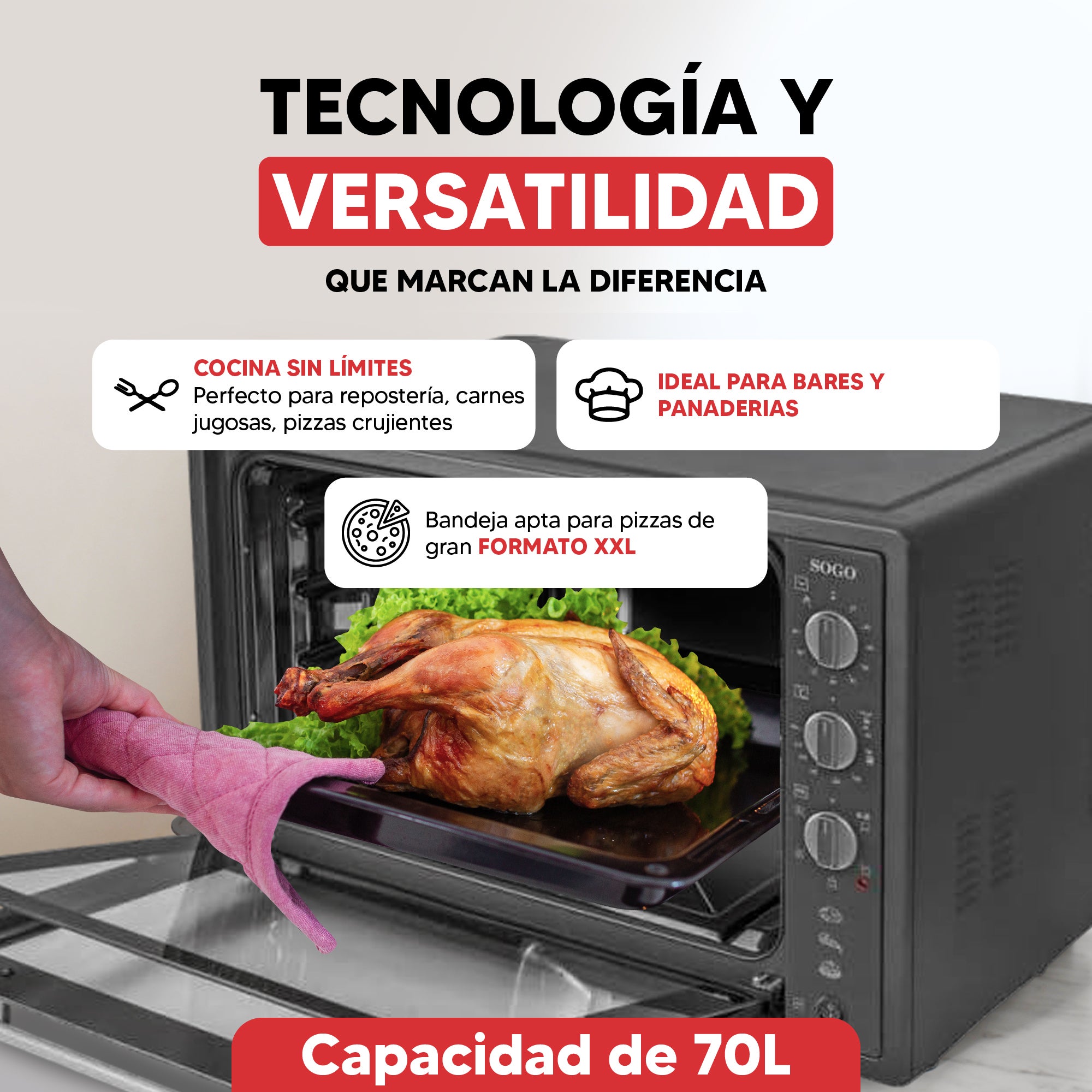 HORNO SOBREMESA DE CONVECCIÓN -70L-2000W - 6