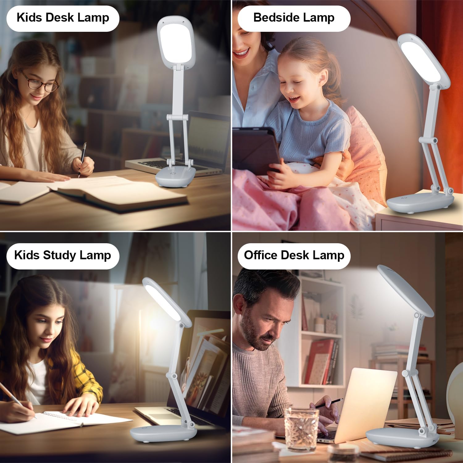 NICOLA Lampe de bureau sans fil LED, lampe de bureau pliante rechargeable, température de couleur 3000K-4500K-6500K, lampe de bureau tactile rotative - 6