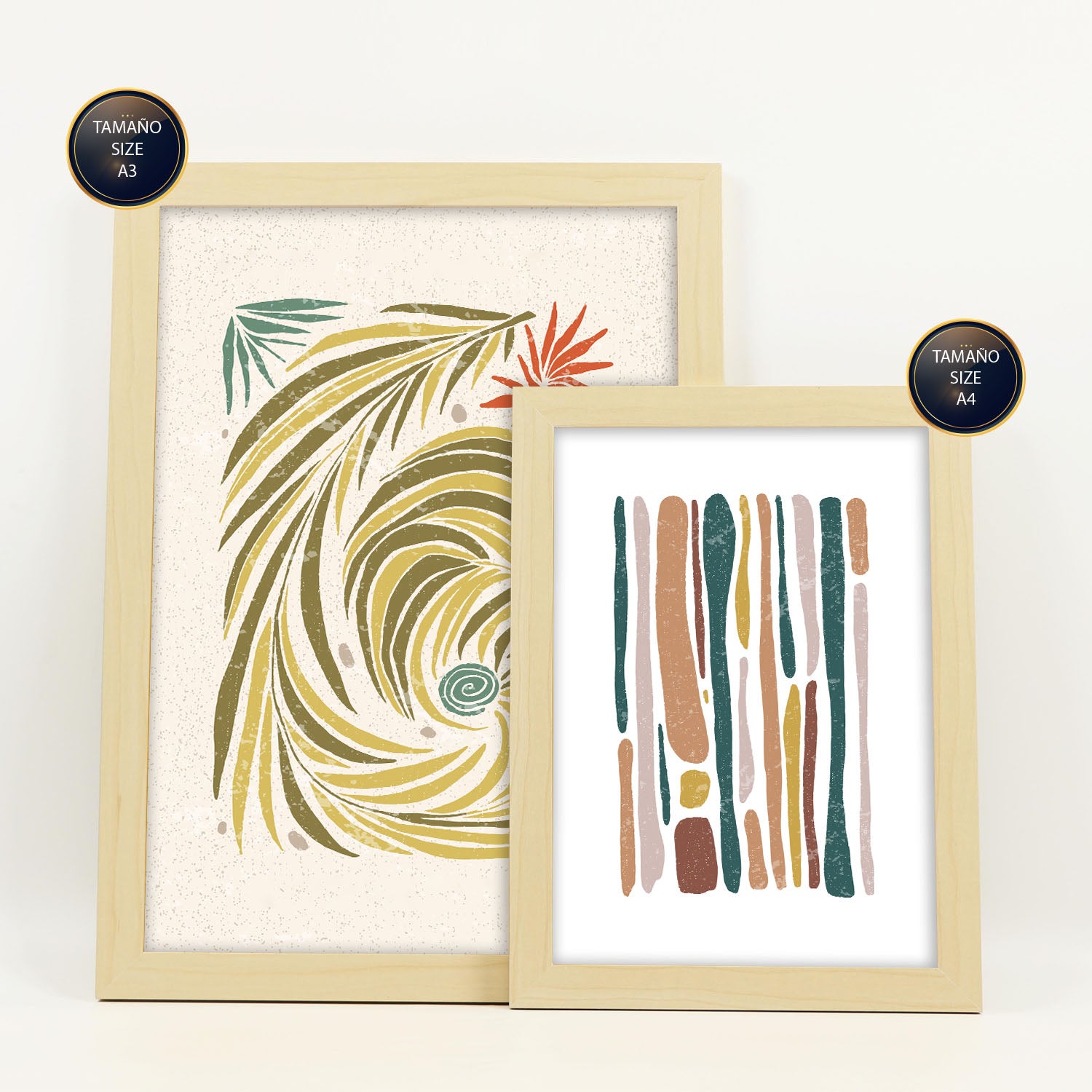 Nacnic Ensemble 6 Impressions De Lignes Dans De Style Ethnique Cadre Décoratifs Pour Votre Chambre Impression A4 A3 Avec Des Cadre De Bois Léger - 2