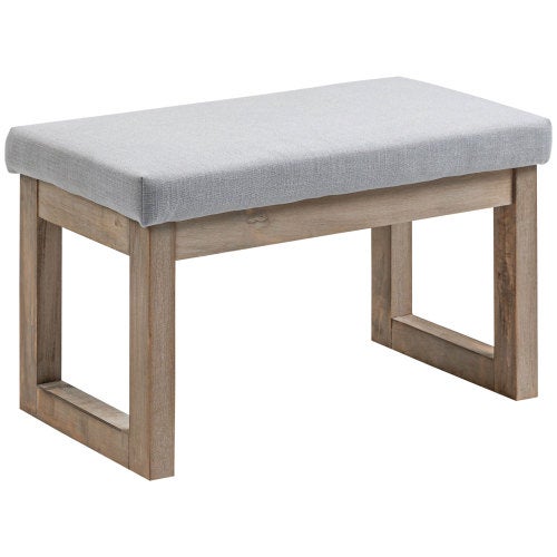Banco de pies, taburete acolchado con patas de madera, 68x38x42 cm, gris - comfortxl