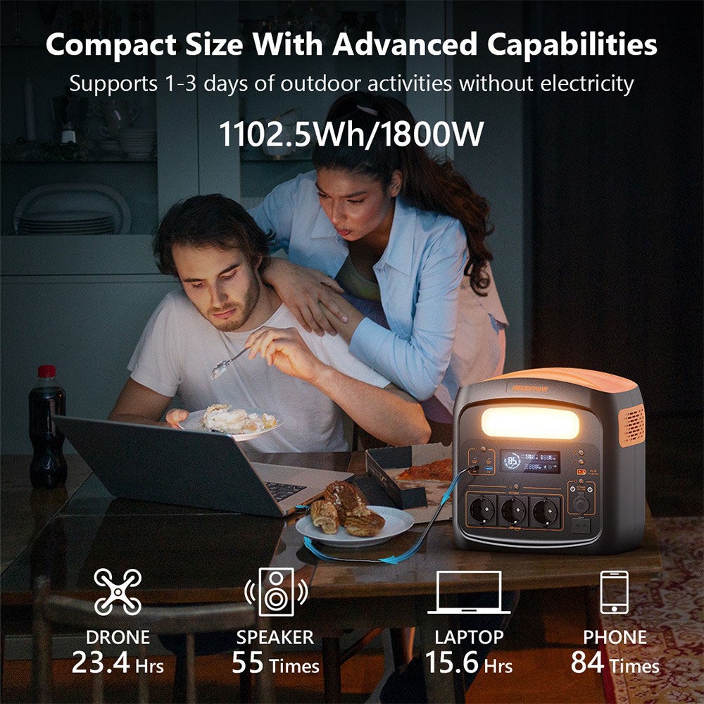 Station d'énergie portable NECESPOW N1200 1800W 1102.5Wh - 2