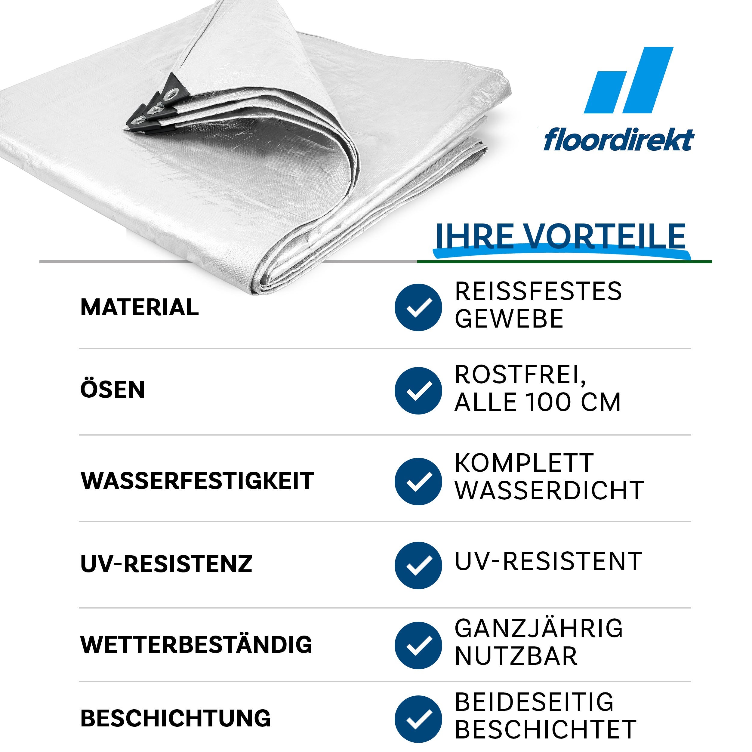 Bâche de protection ultra résistante 240 g/m² Blanc 10 x 12 m - 3