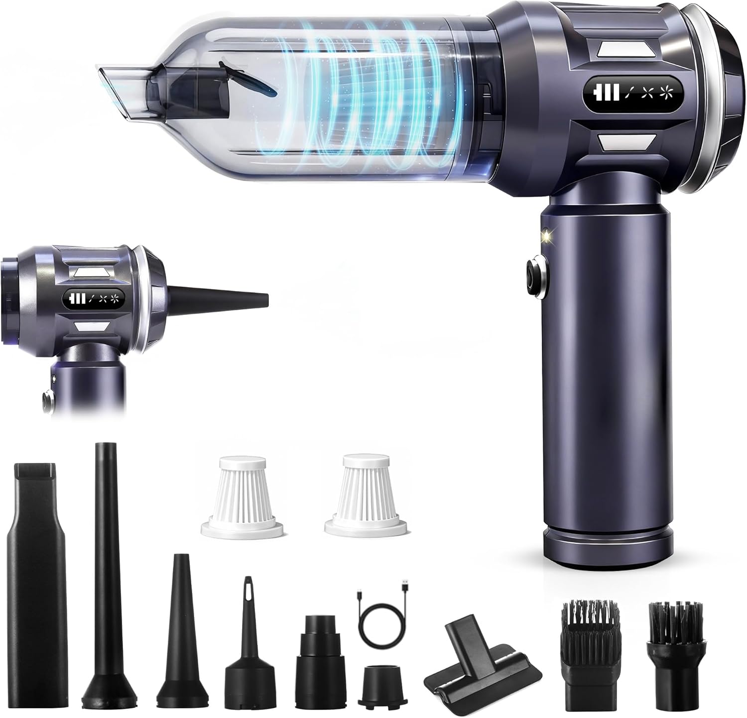 Aspirapolvere portatile senza fili 4 in 1, mini aspirapolvere per auto, potente 15 kPa, soffiatore d'aria elettrico da 100-500 giri/min per auto, ca | Leroy Merlin