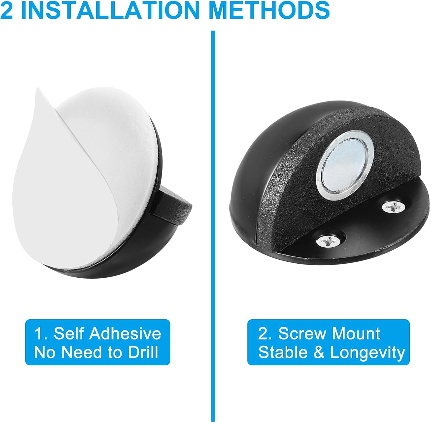 Butée de porte magnétique sans perçage – 50 pièce – Butée de porte au sol en forme de dôme - 4