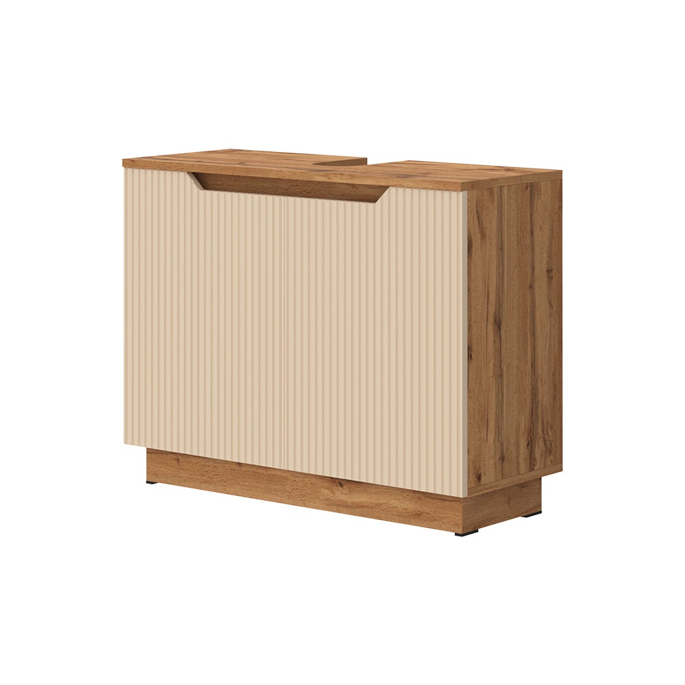 Vicco Szafka pod umywalkę Lotta, Dąb/kaszmir w paski, 79.6 x 62.1 cm z 2 drzwiami