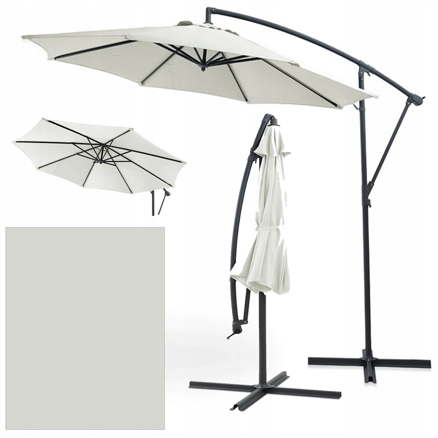 Parasol Ogrodowy Focus Garden Składany Boczny Santorini z Wysięgnikiem Beżowy 3m 1 Szt