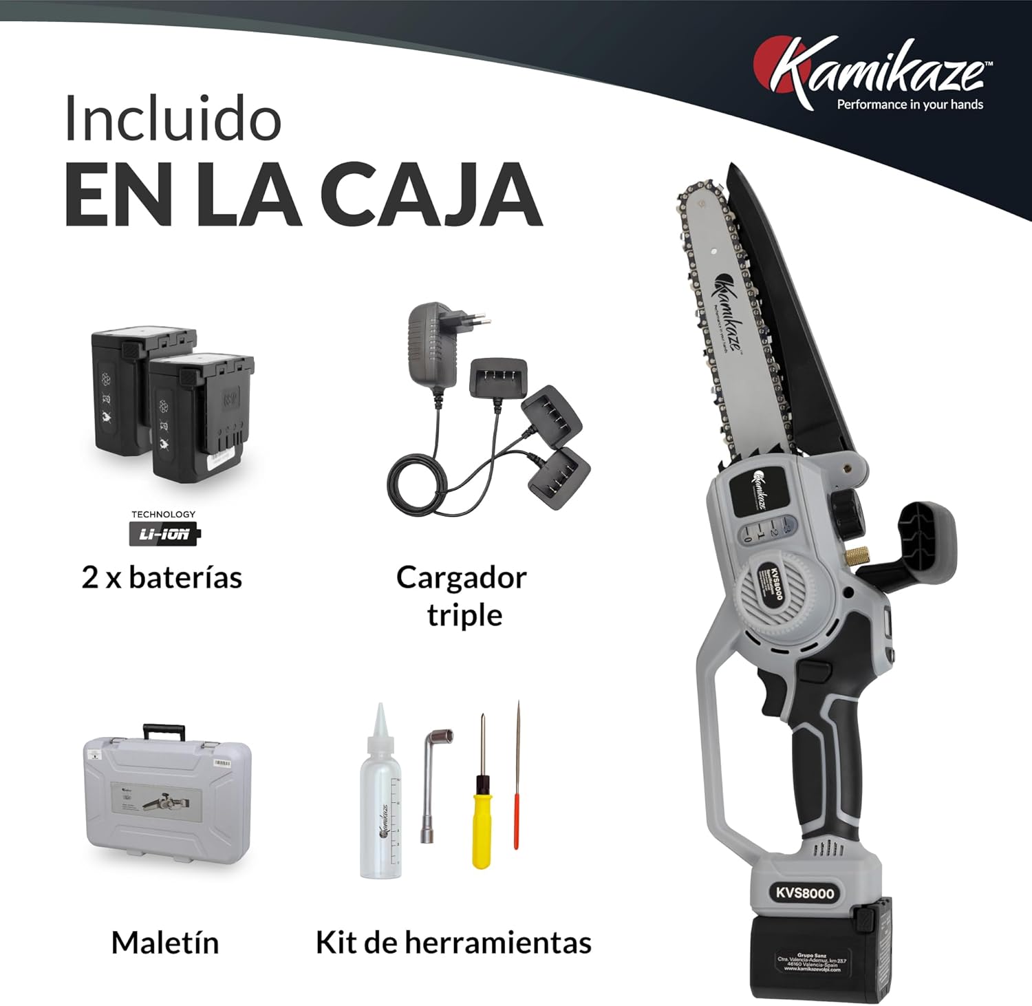 KAMIKAZE Mini Motosierra Eléctrica a Batería 21,6V Ø160mm con 2