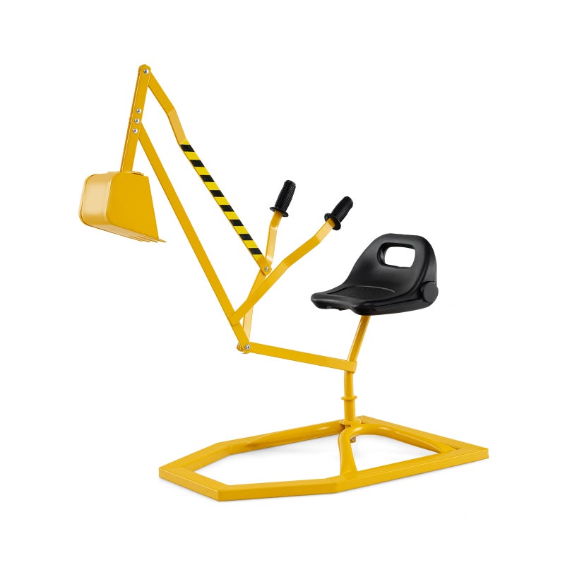 Łopatka do Piasku dla Dzieci, Metalowa Zabawka do Piaskownicy z Obrotowym Siedziskiem 360°, Koparka dla Dzieci z Elastyczną Łopatką, Żółta