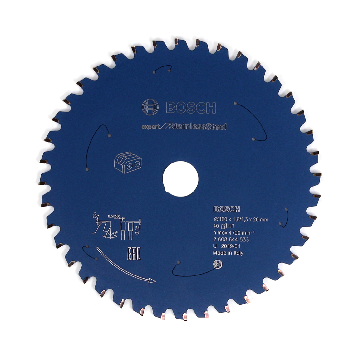 Bosch Professional Lama per sega circolare Expert for Stainless Steel (acciaio inox, 160 x 20 x 1.6 mm, 40 denti, accessorio per sega circolare a batt