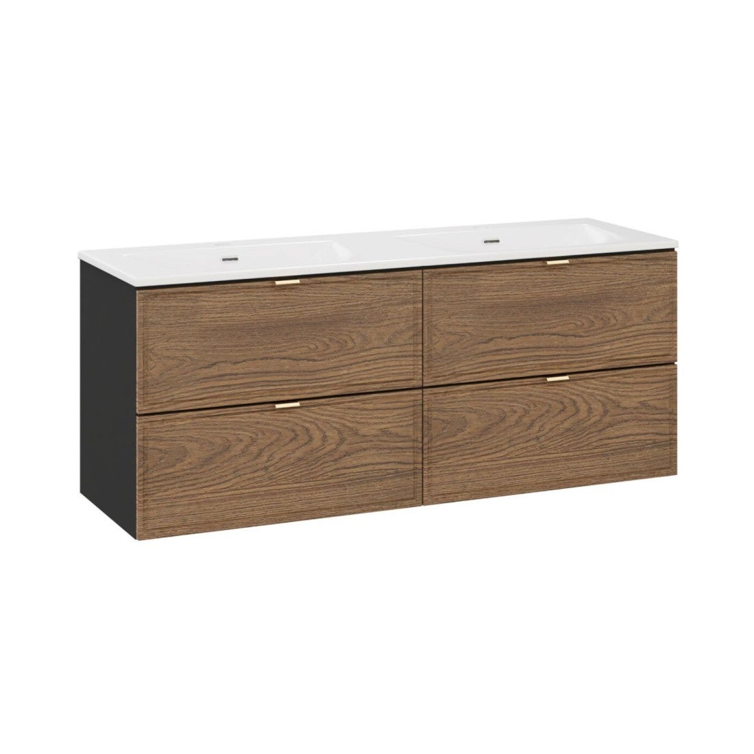 Conjunto para baño savia: muebles bajo lavabo 120cm + doble lavabo blanco para encastrar