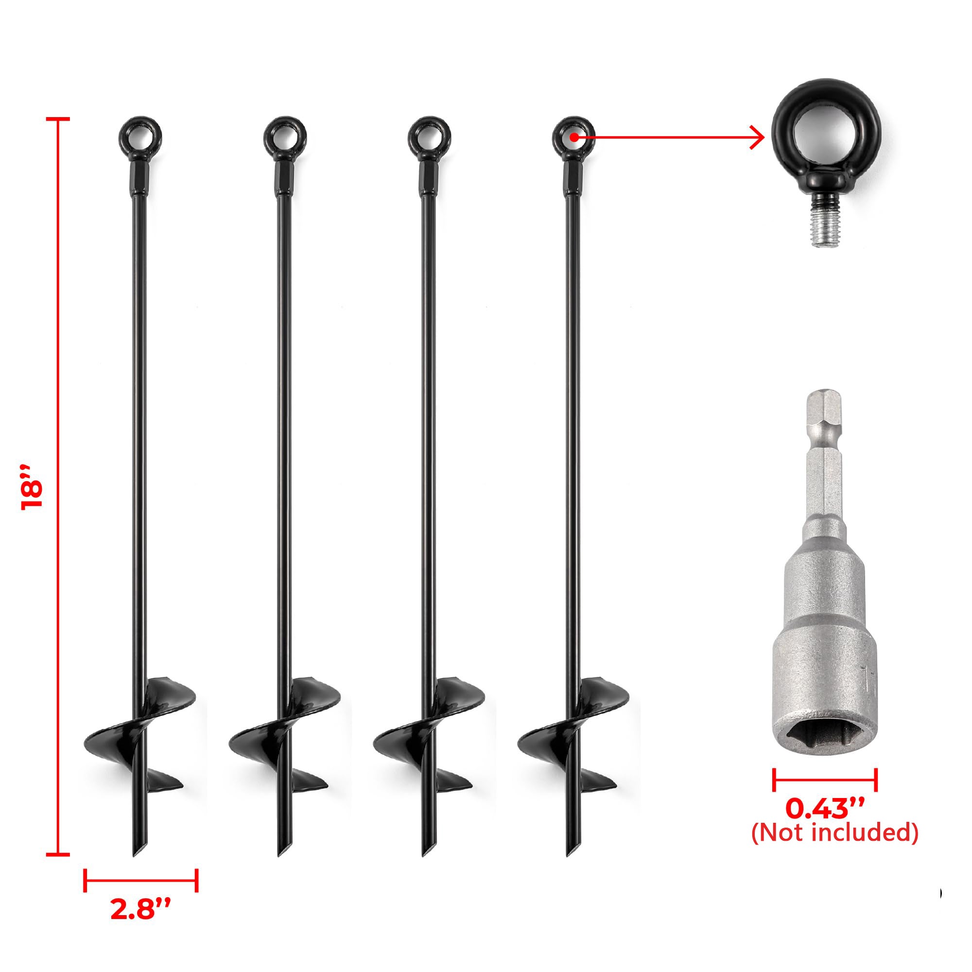 Ancrages de sol robustes pour vents violents, piquets de sol, ancrages de sol – Kit d'ancrage à vis pour maison mobile, balançoire, tente,4pcs - 2