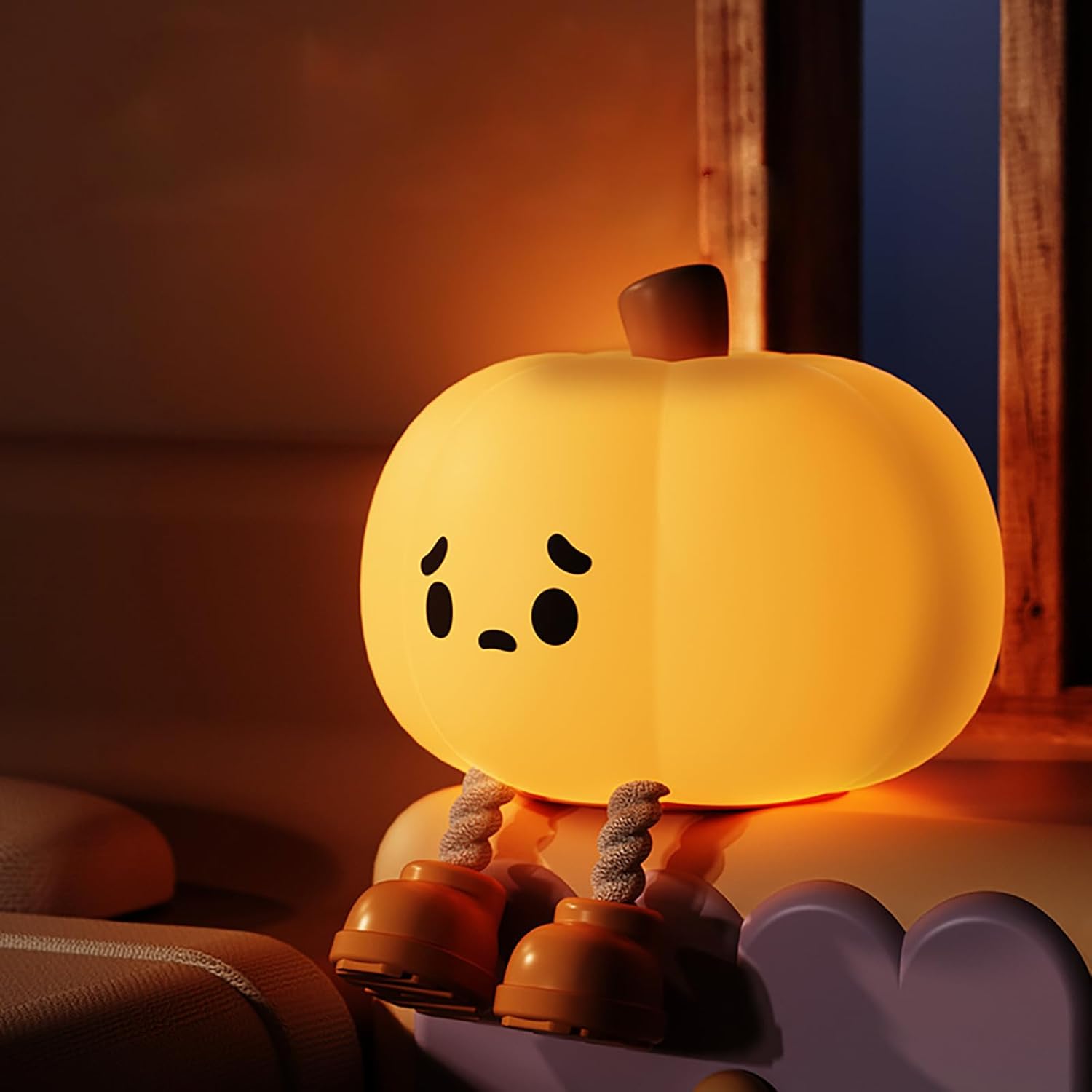 Silikonowa lampka nocna w kształcie dyni, 3 poziomy jasności, akumulatorowa lampka nocna, lampa w kształcie dyni na Halloween