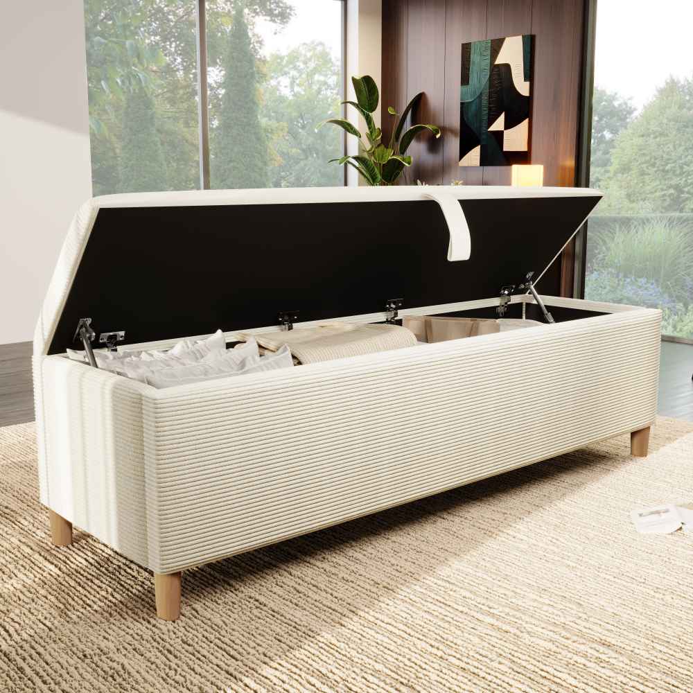 Banc de rangement élégant avec coffre hydraulique, assise confortable et multifonctions pour salon et chambre - 9
