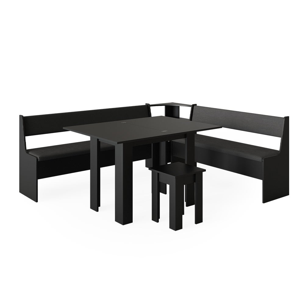 Vicco Grupa ławek narożnych Roman, Czarny, 210 x 180 cm z tabelą