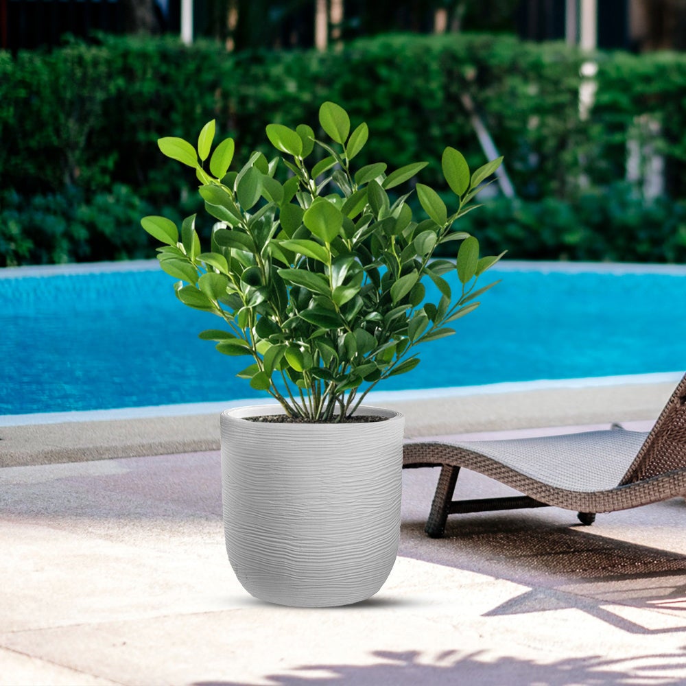 Wazon żywiczny cylindryczny Raffaello Bianco 35x34cm do roślin doniczkowych i ogrodowych