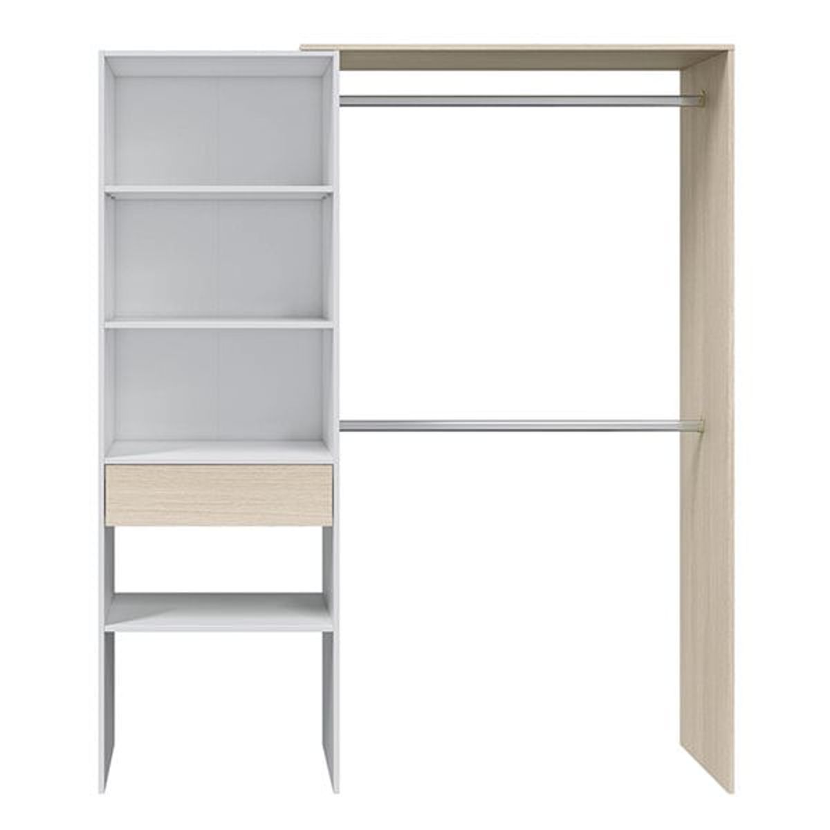 Dressing DRESS - Penderie 2 barres + 3 niches + 1 étagere + 1 tiroir - - 6