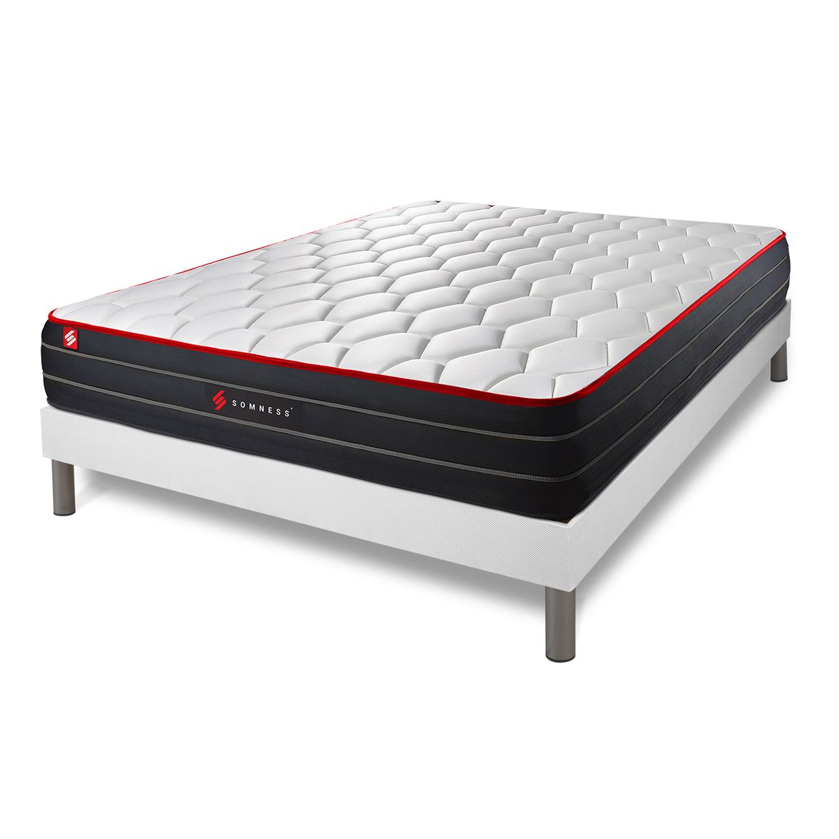 Matelas Ressorts Ensachés KING STYLE, Mémoire De Forme, Confort Ferme Dimensions   160 X 200 Cm Blanc Bleu Bub36 1 Hd1